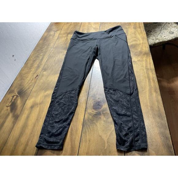 Victoria Secret Sport Leggings Black Designed Mesh Athletic Womens Size Large - Picture 1 of 9